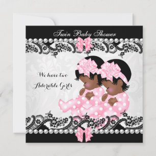 Invitation Fête de bébé jumeaux afro-américains Cute Girls Ro