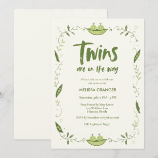 Invitation Fête de bébé jumeaux Petits pois dans une cosse Ge