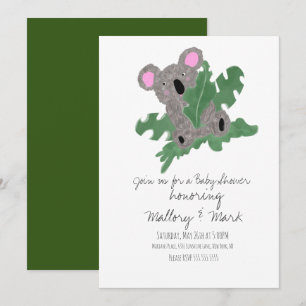 Invitation Fête de bébé Koala dessiné à la main