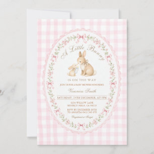 Invitation Fête de Bébé Lapin Coquette
