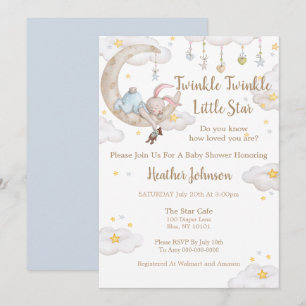 Invitation Fête de Bébé Lapin Twinkle Twinkle Little Star