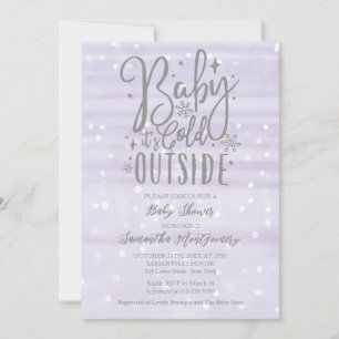 Invitation Fête de bébé lavande Baby It's Cold Outside