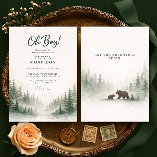 Invitation Fête de Bébé Les Animaux de la Forêt L'Aventure Co (Créateur téléchargé)