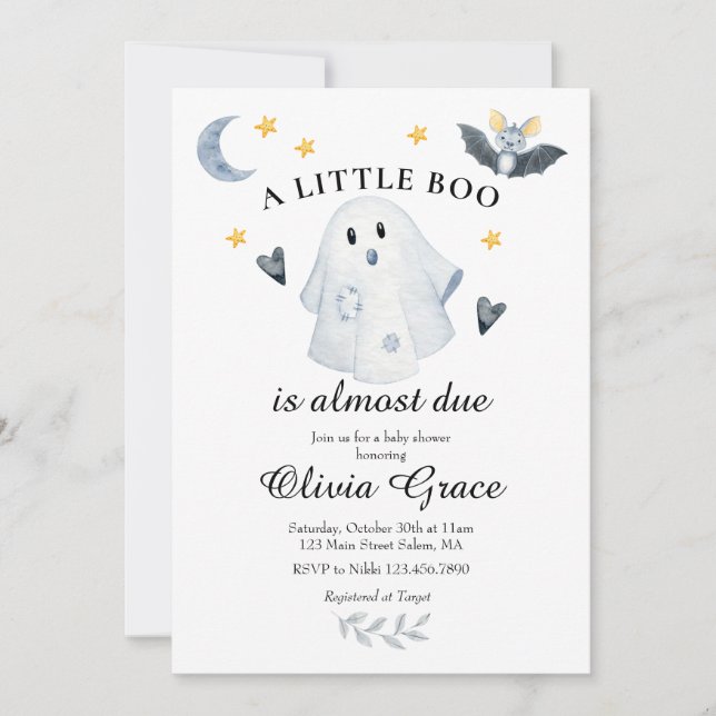 Invitation Fête de bébé Little Boo Halloween (Devant)