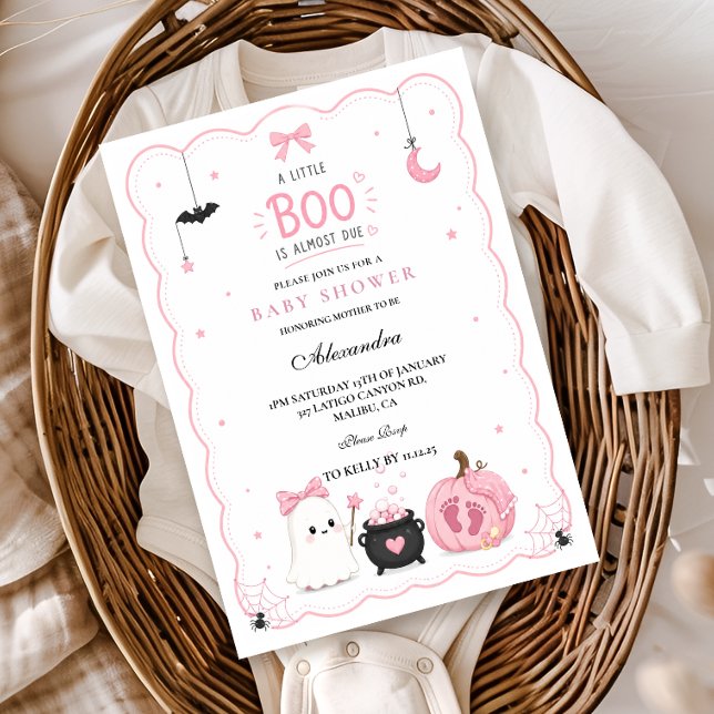 Invitation Fête de bébé Little Boo rose (Créateur téléchargé)