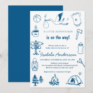 Invitation Fête de bébé Little Camper Doodle garçon