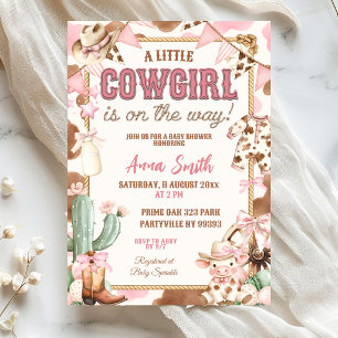 Invitation Fête de Bébé Little Cowgirl Rose en Route