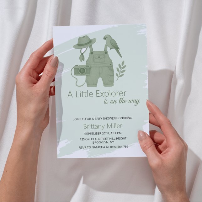 Invitation Fête de bébé Little Explorer sans genre (Créateur téléchargé)