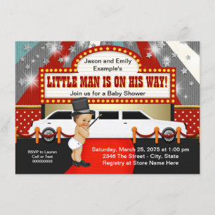 Invitation Fête de Bébé Little Man Limousine Star de Cinéma