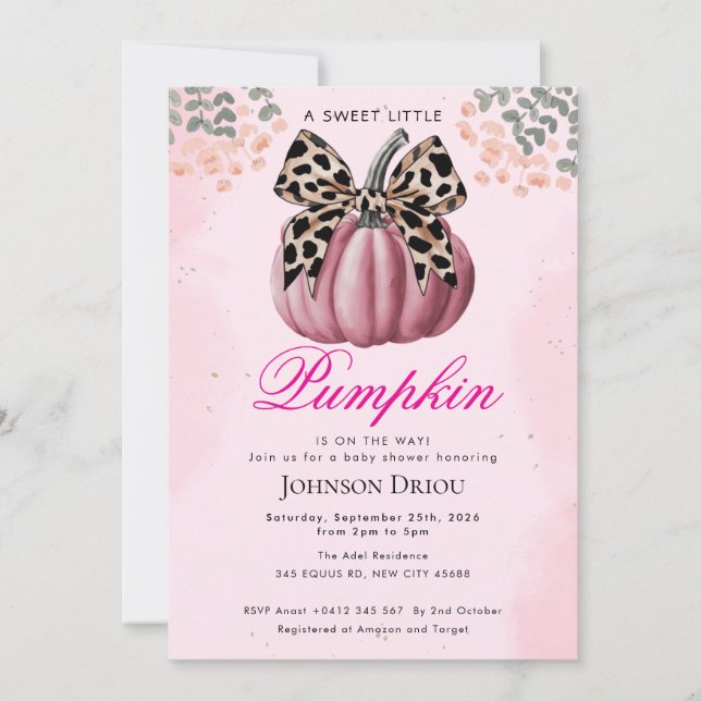 Invitation Fête de Bébé Little Pumpkin en Route (Devant)