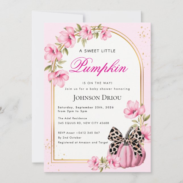 Invitation Fête de Bébé Little Pumpkin en Route (Devant)