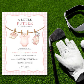 Invitation Fête de bébé Little Putter Pink Golf Linge à linge