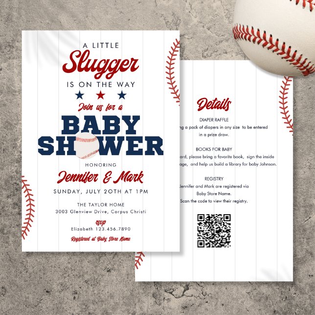 Invitation Fête de bébé Little Slugger Baseball tout-en-un (Little Slugger Baseball All In One Baby Shower Invitation)