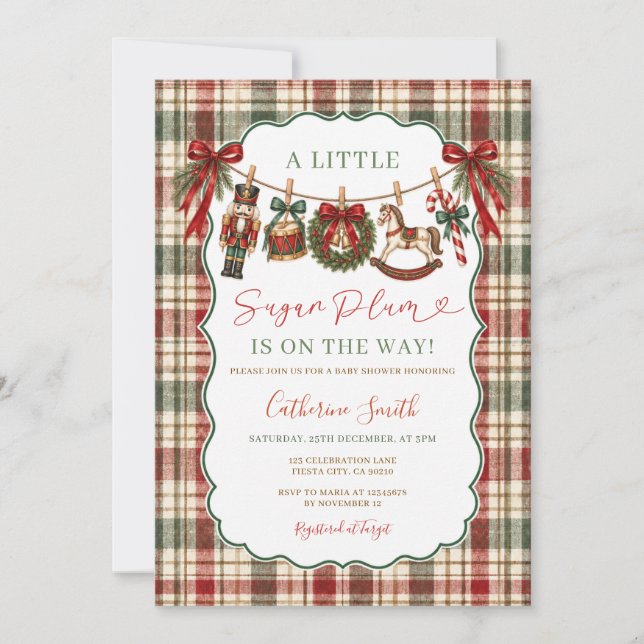 Invitation Fête de bébé Little Sugar Plum Nutcracker Noël (Devant)