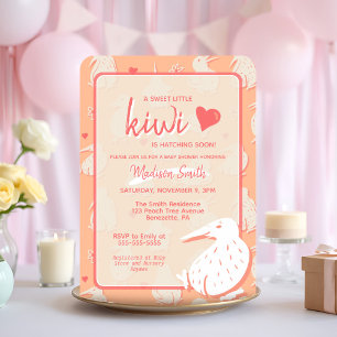 Invitation Fête de bébé ludique Kiwi Cul nu pêche
