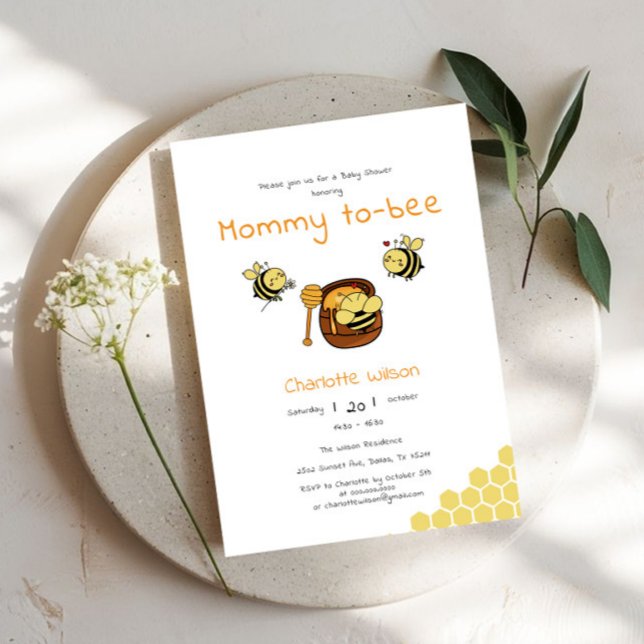 Invitation Fête de Bébé Maman Abeille Mignonne (Créateur téléchargé)