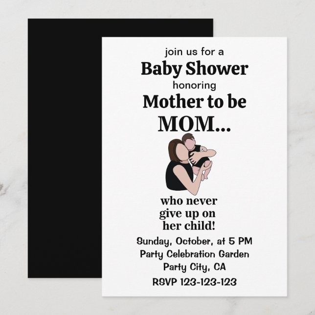Invitation Fête de bébé Maman Enfant Maman à venir  (Devant / Derrière)