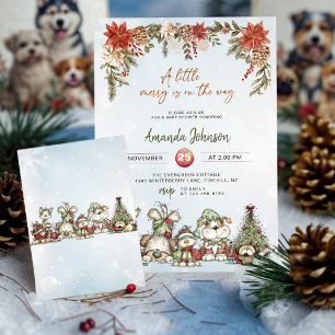 Invitation Fête de bébé Merry Puppy en hiver