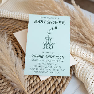Invitation Fête de Bébé Minimaliste aux Illustrations à la Ma