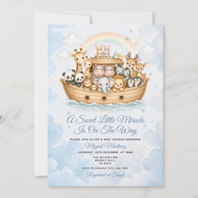 Invitation Fête de bébé Miracle en route Baby Shower pour béb (Devant)