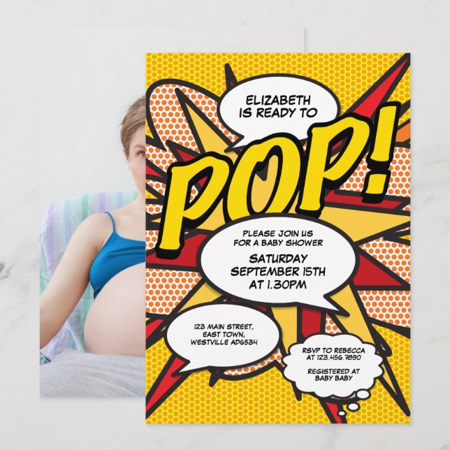 Invitation Fête de bébé moderne amusante prête à exploser Pho (Devant / Derrière)