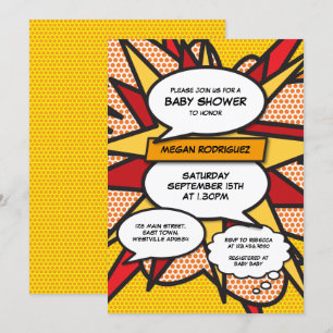 Invitation Fête de Bébé Moderne Paillettes Genre Neutre Bande