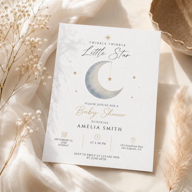 Invitation Fête de Bébé Moderne Twinkle Twinkle Little Star (Créateur téléchargé)