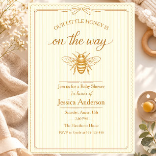 Invitation Fête de bébé Mom to Bee Vintage Neutre Rustique