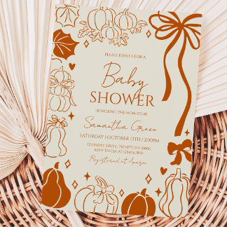 Invitation Fête de bébé neutre à thème citrouille automnale d