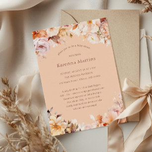 Invitation Fête de bébé neutre au niveau du sexe Fleurs de pê