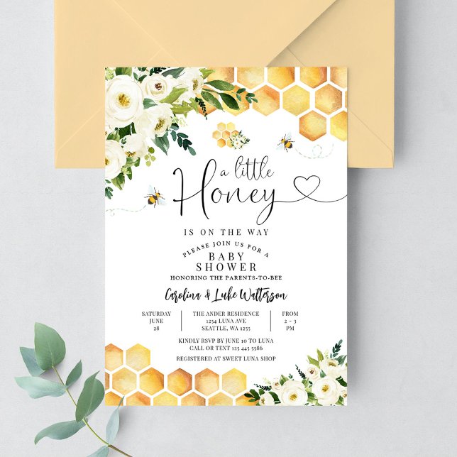 Invitation Fête de bébé neutre 'Bee A Little Honey' (Créateur téléchargé)