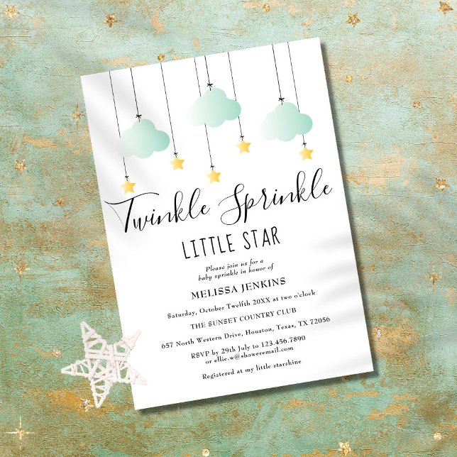 Invitation Fête de bébé neutre Petite Étoile Paillette Brilla (Créateur téléchargé)
