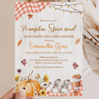 Invitation Fête de Bébé Neutre Pumpkin Spice Everything Nice