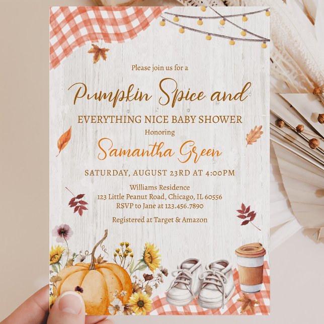 Invitation Fête de Bébé Neutre Pumpkin Spice Everything Nice (Créateur téléchargé)