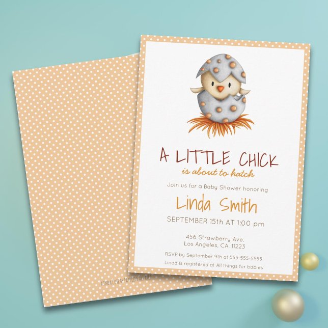 Invitation Fête de bébé neutre White Orange Baby Bird Nest (Créateur téléchargé)