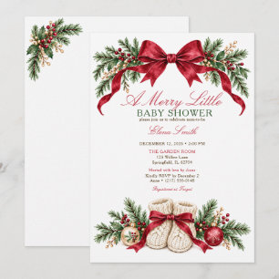 Invitation Fête de bébé Noël avec ruban et chaussures de Bour