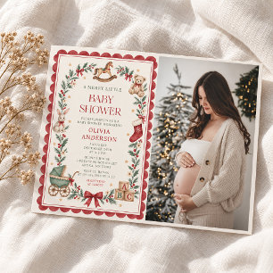 Invitation Fête de bébé Noël Jouets Anciens Coquille Saint-Ja