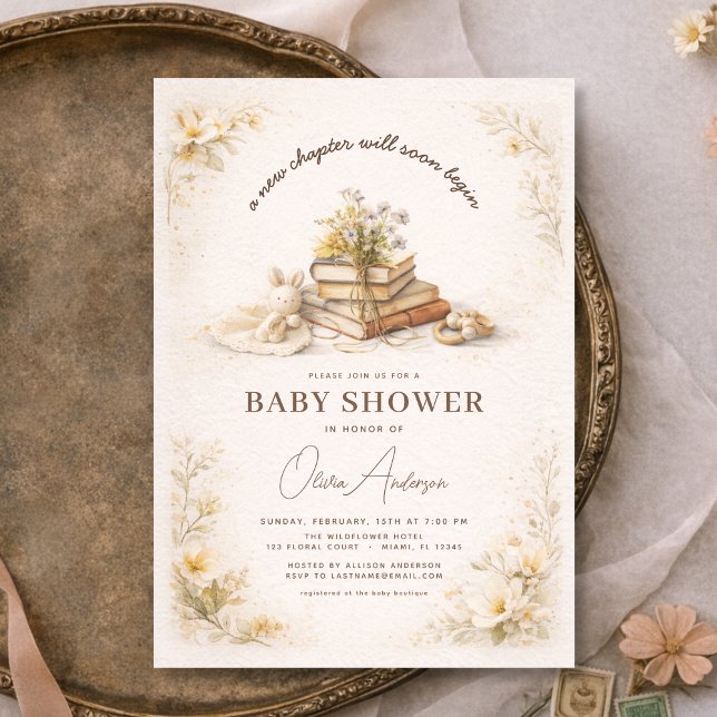 Invitation Fête de Bébé Nouveau Chapitre Commence (Créateur téléchargé)