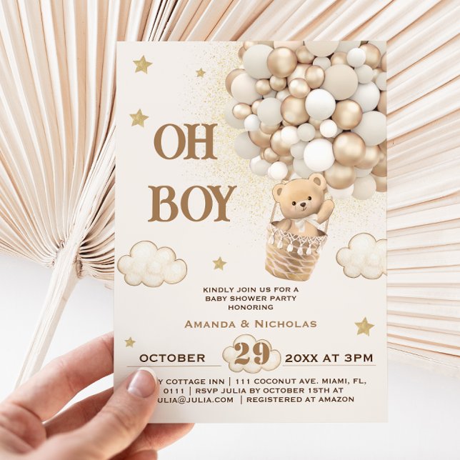 Invitation Fête de bébé Oh Boy (Créateur téléchargé)