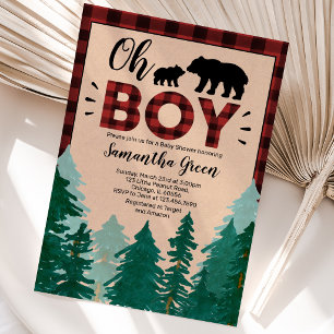 Invitation Fête de Bébé Oh Boy Bûcheron