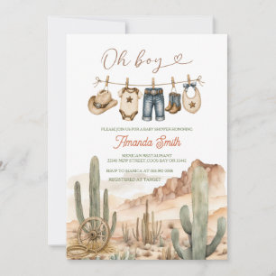 Invitation Fête de bébé Oh Boy Cactus du désert