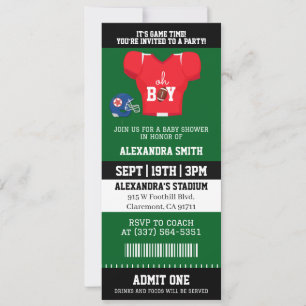 Invitation Fête de bébé Oh Boy Maillot de Football Billet