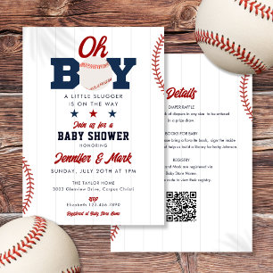 Invitation Fête de Bébé Oh Boy Slugger Baseball Tout En Un