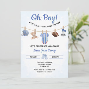 Invitation Fête de Bébé Oh Boy Sports
