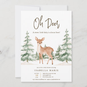 Invitation Fête de Bébé Oh Cerf d'Hiver