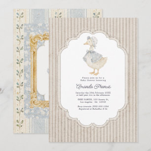 Invitation Fête de bébé oie de conte de fée vintage Cottageco