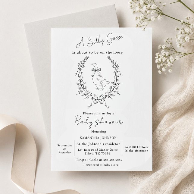 Invitation Fête de bébé oie élégante et chic (Créateur téléchargé)