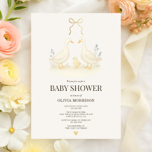 Invitation Fête de bébé Oie et Poussin de Conte de Fées