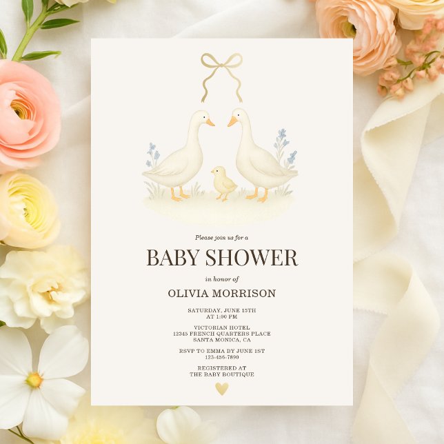 Invitation Fête de bébé Oie et Poussin de Conte de Fées (Créateur téléchargé)