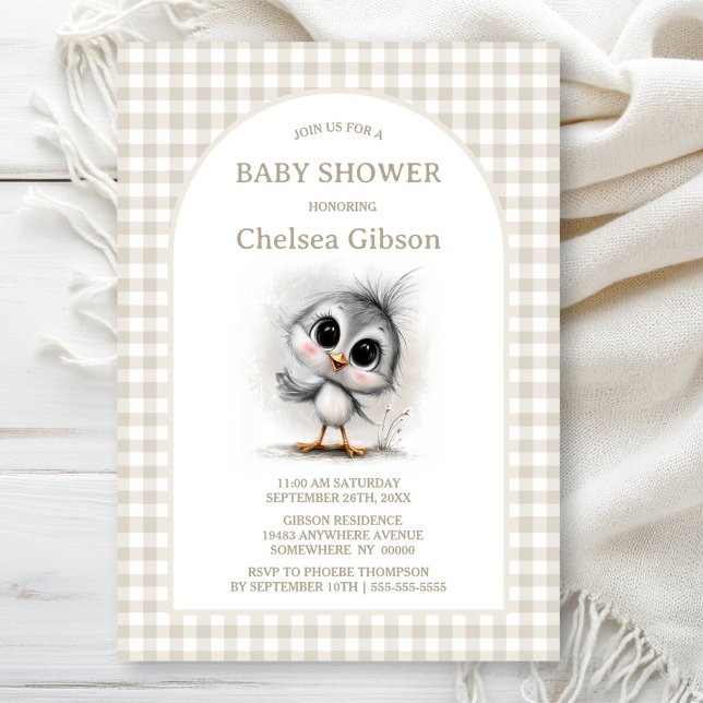 Invitation Fête de bébé oiseau de campagne (Créateur téléchargé)